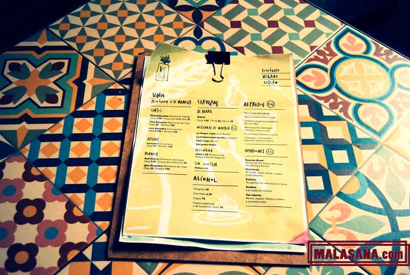 carta del restaurante