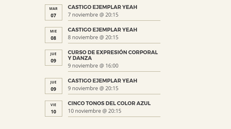 programación del teatro Intemperie
