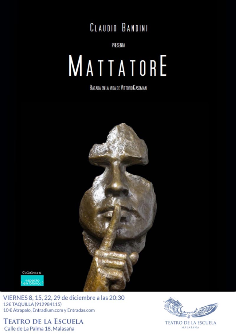 flyer de la obra de teatro Mattatore