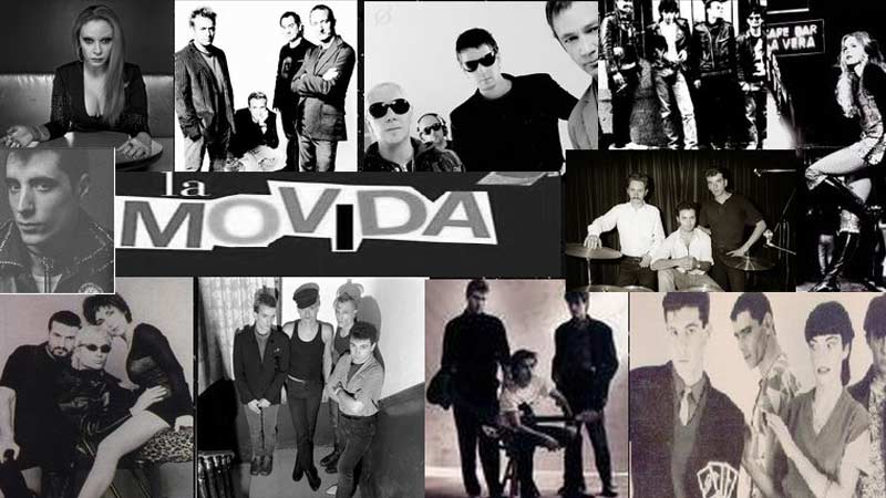 collage de la movida madrileña de los 80 en el que aparecen distintos grupos de música del momento