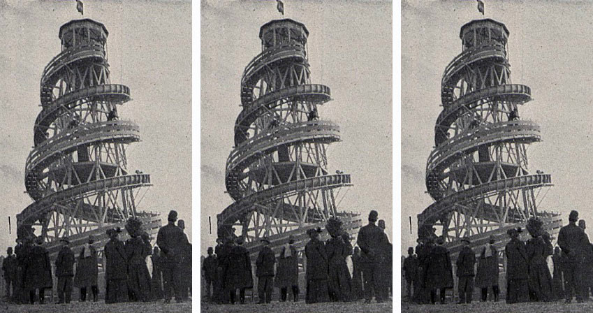 La arquitectura del tobogán es observada por la gente