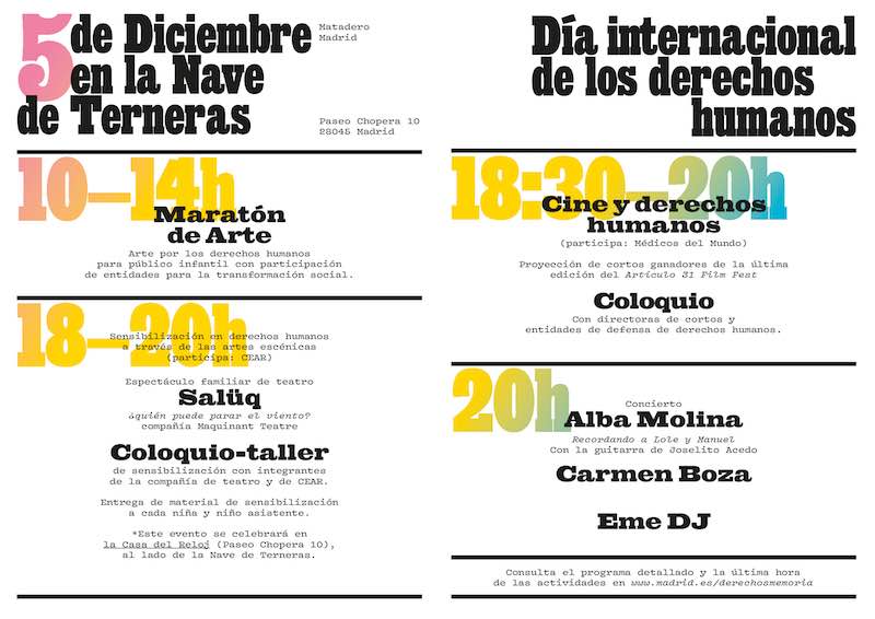 programación día internacinoal de los derechos humanos
