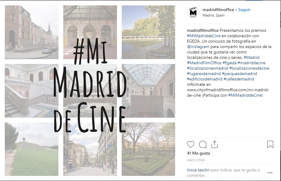 Collage formado por nueve imágenes de Madrid, y sobre ellas el texto #MiMadriddeCine