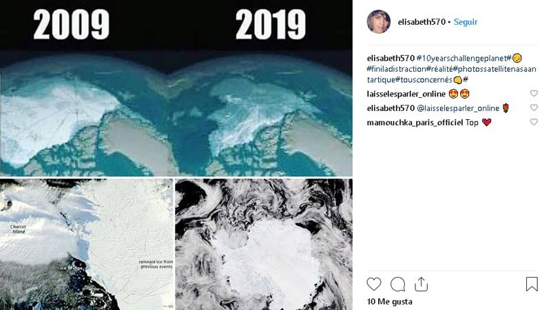 Cambio del planeta con el reto 10 Years Challenge