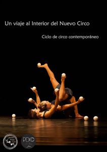 Póster oficial de 'Un viaje al interior del nuevo circo' en el que salen dos personas haciendo acrobacias.